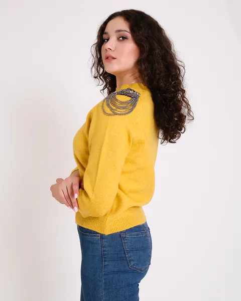 pull épaulette strass