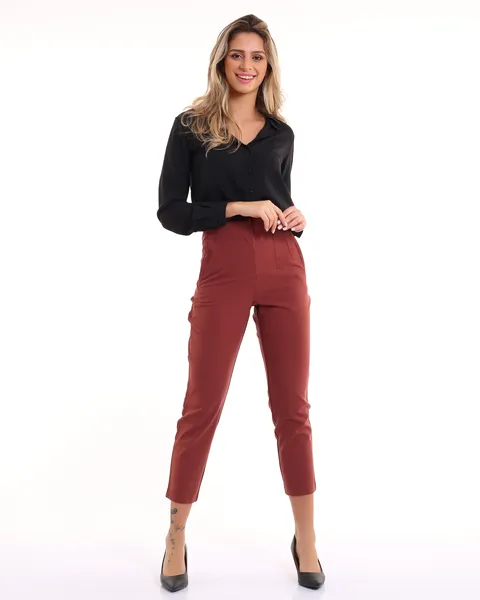 pantalon cigarette brique