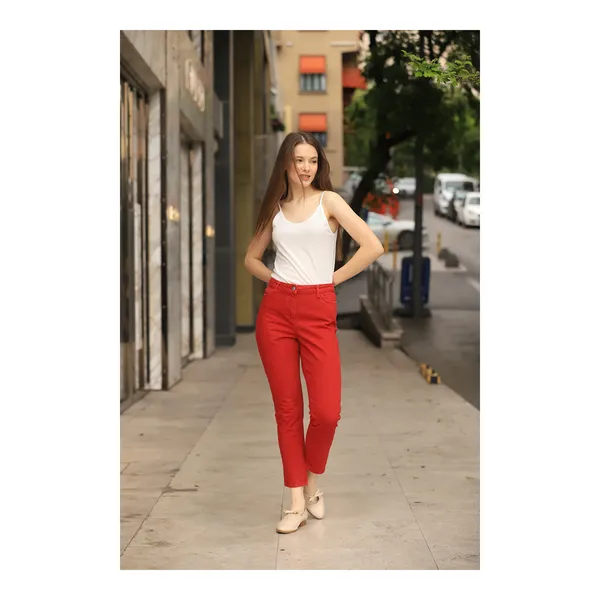 pantalon rouge cigarette