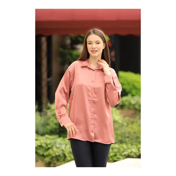 chemisier satin rose