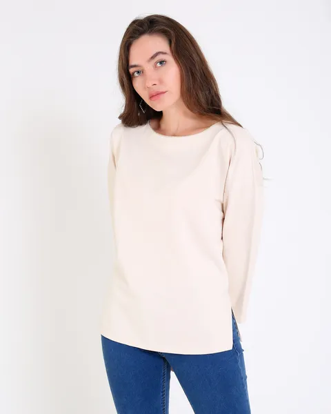 top écru chic à encolure bateau