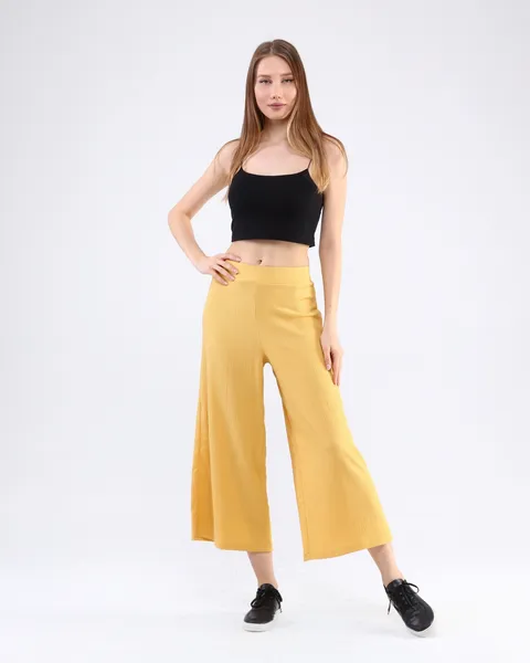 pantalon large fluide-moutarde