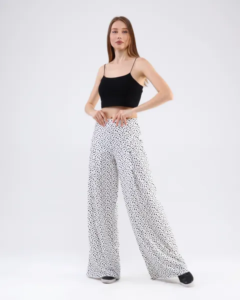 pantalon a pois fluid